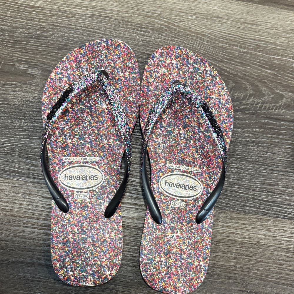 Havaianas Colorful Glitter Flip Flops